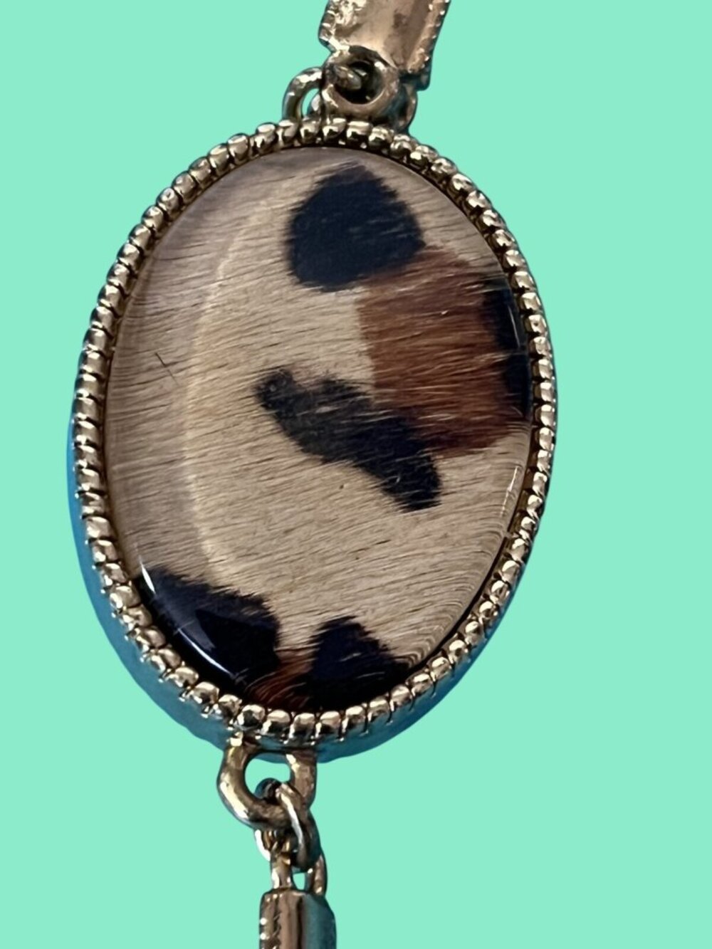Vintage Chico's Gold-Toned Tassel Necklace With Faux Tortoise and animal print - Picture 4 of 12